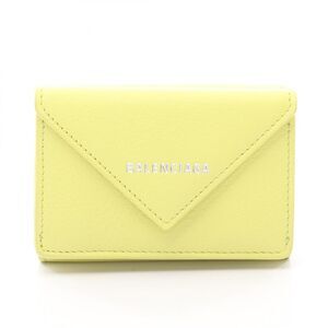 Balenciaga Trifold Wallet Paper Mini Wallet 391446 Yellow Leather Paper Mini